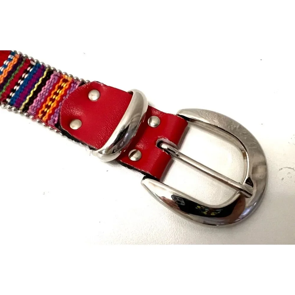 Vintage 1990s Elite of California tapestry belt with silver bead detail. 35